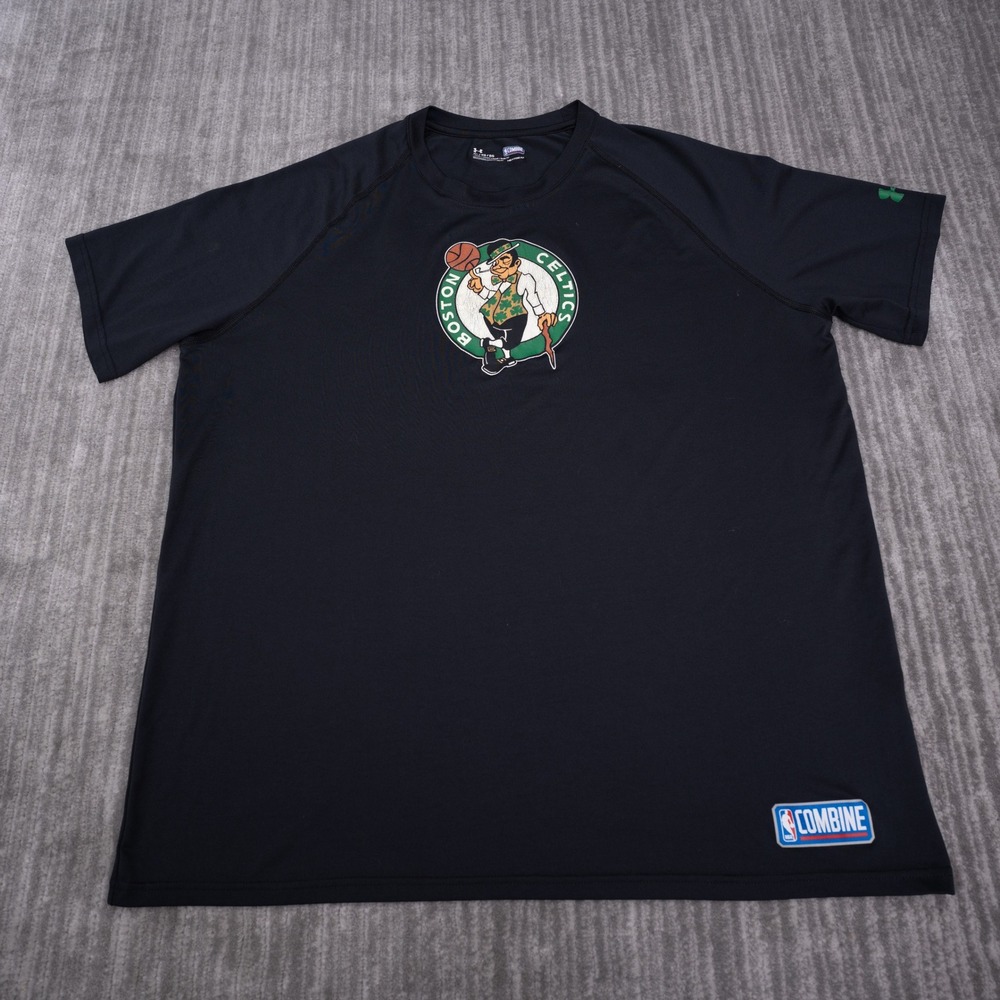 Under Armour T-Shirt Mens XL Black Good Boston Celtics NBA Combine HeatGear